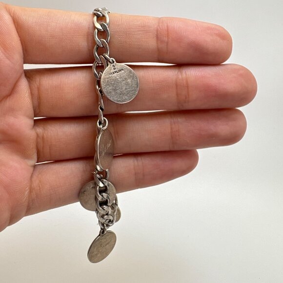 VTG Solid Sterling Silver 925 Name Tags ID Chain Bracelet Size 7.5" Length - Picture 15 of 16